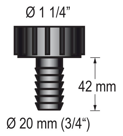 Schlauchanschlussstück 1 1/4" für 20mm Schlauch Schlauchanschlussstück 1 1/4" für 20mm Schlauch