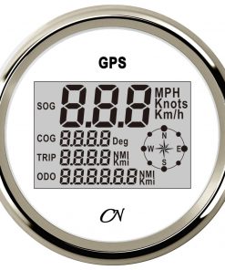 GPS Tacho digital + Kompass weiß/chrom