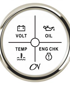 4fach Anzeige Spannung.Öldr.Temp.Check weiß/chrom