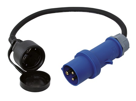 Adapterkabel 0.5m CEE-Stecker >Schuko-Kupp. Adapterkabel 0.5m CEE-Stecker >Schuko-Kupp.