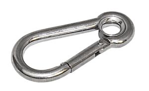 Edelst.-Karabinerhaken mit Kausch 120x12mm<SB> Edelst.-Karabinerhaken mit Kausch 120x12mm<SB>