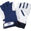 Segelhandschuh Leder weiß/blau 5-Finger offen S sh1255