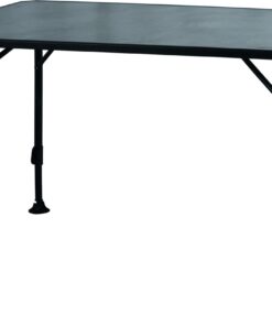 Voller Aluminium-Tisch mit stufenlos einstellbarem Höhensystem.