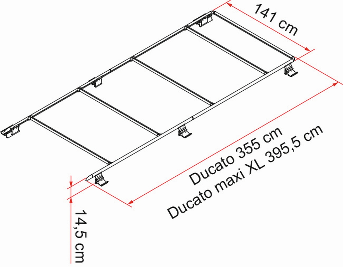 FIAMMA ROOF-RAIL Ducato Dachträgersystem Geeignet für Ducato mit Hochdach H2 in den Längen L1