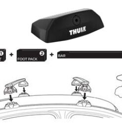 THULE Kit Cover wenn der Träger sicher ist. Wird mit Thule One-Key-Schlössern an Ihrem Fahrzeug befestigt. ProBar und Dachträgerfüße können einfach abgenommen werden. Set enthält 2 Thule ProBar 1