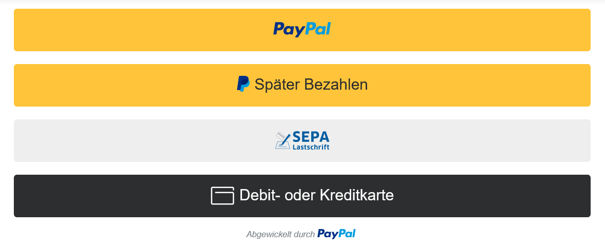 Zahlungsarten paypal Kasse 1