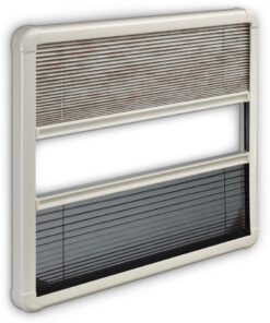 DOMETIC S7P Car Plissee-Rollo 280x380 mm die miteinander verbunden werden können. Dadurch können beide mit nur einer Hand stufenlos verstellt werden. Genießen Sie unterwegs kompromisslosen Komfort und Privatsphäre.