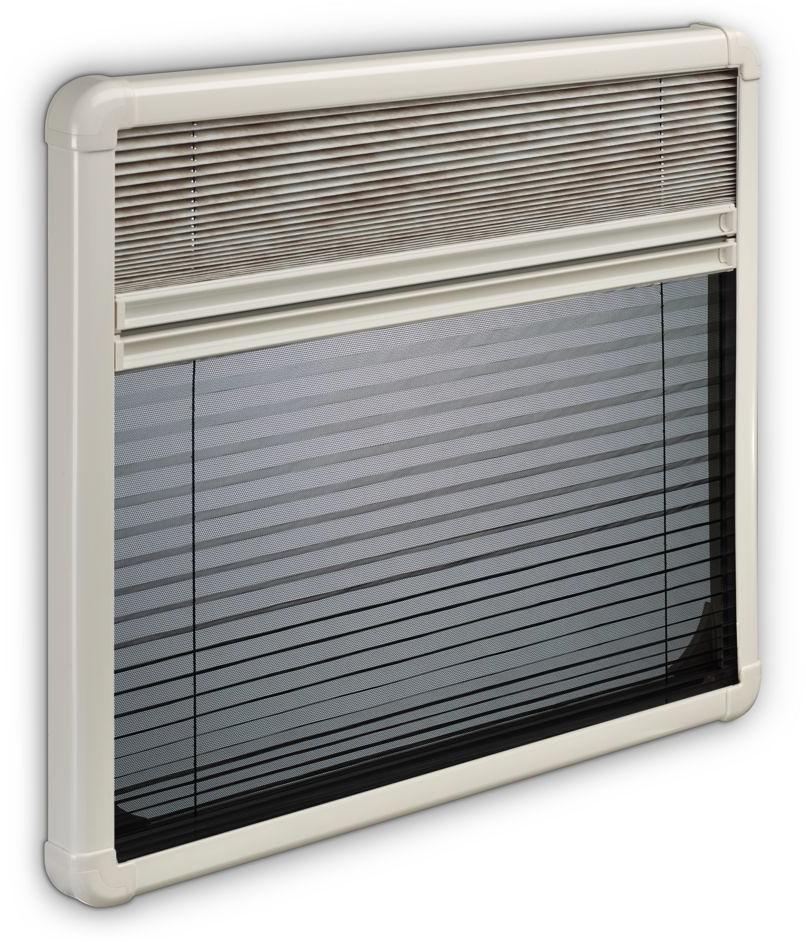 DOMETIC S7P Car Plissee-Rollo 280x380 mm Die plissierte Blende ist perfekt für Dometic S7P Fenster geeignet. Sie ist mit einer einfach plissierten Verdunkelung und einem Fliegengitter ausgestattet