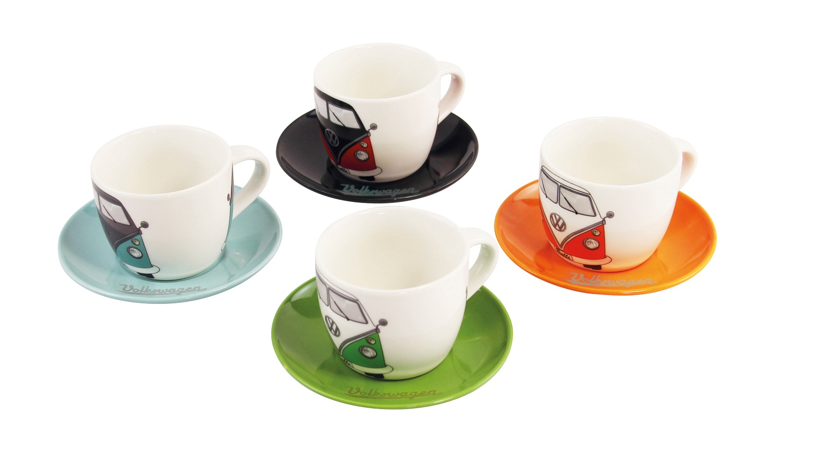 VW Collection Espressotassen 4er Set Aus diesen Espressotassen mit dem typischen VW Bulli Front Design trinkt man seinen Espresso besonders gerne.