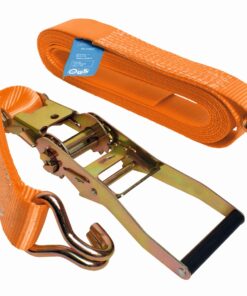 Ratschen-Spanngurt 5000 kg mit Ratsche und J-Haken.