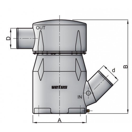 Vetus Kunststoff-Wassersammler 45° 203/203mm vetus_kunststoff_wassersammler_45__152_203mm_33307