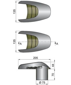 Vetus Lüftungsmuschel TYP100, AD=100mm vetus_lüftungsmuschel_typ100__ad_100mm_37060