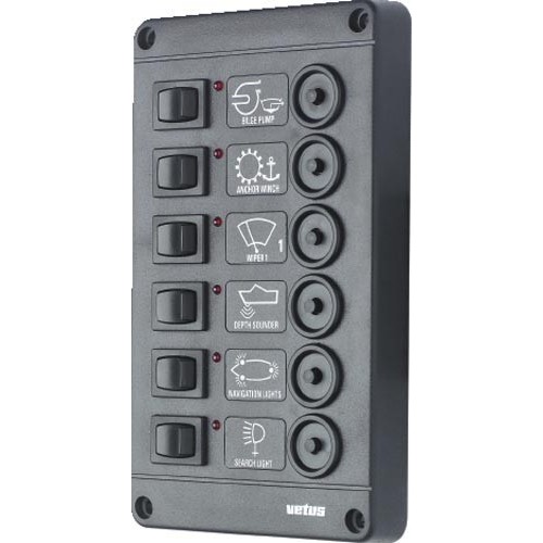 Vetus Schalterpaneel mit 6 Automatiksicherungen vetus_schalterpaneel_mit_6_automatiksicherungen_34453