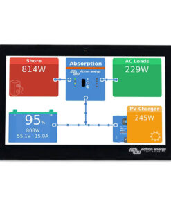 Segeln Victron GX Touch 70 Anzeigepanel 7 Zoll für die perfekte Visualisierung und Konfiguration von Victron Energiesystemen konstruiert für Wohnmobil, Boot, Yacht, Caravan, Industrie Der GX Touch 70 ist ein 7 Zoll Touch-Bildschirm für die Victron Cerbo GX. Der siebenzöllige Touchscreen-Bildschirm bietet einen sofortigen Überblick über Ihr Victron-System und ermöglicht die Anpassung von Einstellungen im Handumdrehen. Er werden einfach mit einem Kabel an den Cerbo GX angeschlossen. Sein superschlankes, wasserdichtes Design, der Aufbau von oben und die einfache Installation bringen viel Flexibilität beim Aufbau eines klaren und sauberen Armaturenbretts / Schaltzentrale. Einfache Montage Der GX Touch ist für die Anforderungen von Installationsprofis bestens ausgelegt. Der Bildschirm wird einfach auf das Armaturenbrett / Schaltzentrale geschraubt, es müssen also keine perfekten Ausschnitte erstellt werden. Lediglich eine Bohrung für die Durchführung des Kabels muss bei Wandmontage erstellt werden. Er wird über ein einziges Kabel angeschlossen, so dass nicht mehr viele Kabel zum Armaturenbrett / Schaltzentrale geführt werden müssen. Ergänzung Der GX Touch ist eine Ergänzung zum Cerbo GX, das neue Kommunikationszentrum, mit dem Sie Ihr System von jedem Ort aus stets perfekt kontrollieren und seine Leistung maximieren können. Die Cerbo GX bietet mehrere Möglichkeiten der Kommunikation. Greifen Sie einfach über das Victron Remote Management VRM-Portal auf Ihr System zu. Oder greifen Sie direkt auf Ihr System zu, indem Sie den GX Touch 50 /70, ein Multifunktionsdisplay (MFD) oder die Victron Connect App - dank der Bluetooth-Fähigkeit der Cerbo GX - verwenden. Diese neueste Ergänzung der GX-Reihe kombiniert alle Vorteile der Konnektivität und definiert intelligente Stromversorgungslösungen in jeder Hinsicht neu Lieferumfang Victron GX Touch 70, Victron BPP900455070 inkl. fest verkabeltem HDMI und USB Kabel, Länge 2m Montagematerial, Ferritkerne