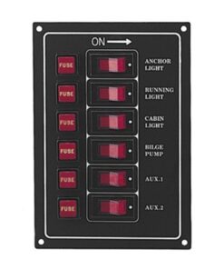 PLASTIMO SWITCH PANEL 6 GANG FUSED ALUMINIUM plastimo switch panel 6 gang fused aluminium 61187