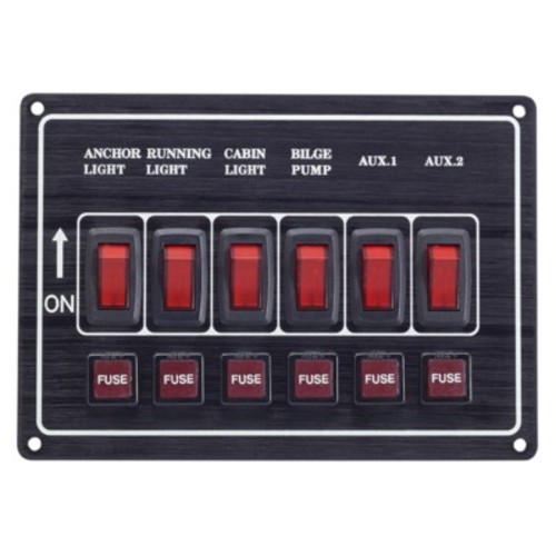 PLASTIMO SWITCH PANEL 6 GANG FUSED ALUMINIUM PLASTIMO SWITCH PANEL 6 GANG FUSED ALUMINIUM – Bild 2