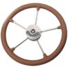 RIVIERA Steuerrad VR03 Edelstahl/Leder 400mm, braun mit schwarzen Nähten ri49704