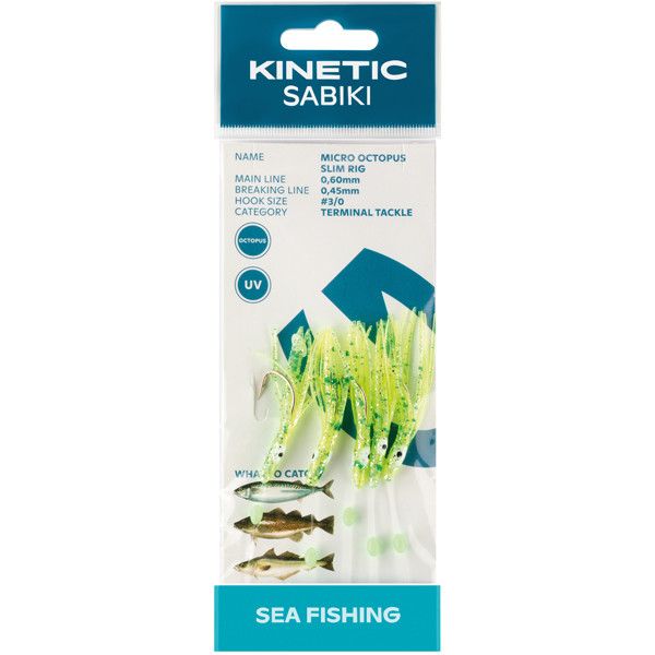 Kinetic Sabiki kleiner Tintenfisch Makrele/Kabeljau, Grün/Glimmer Kinetic Sabiki kleiner Tintenfisch Makrele/Kabeljau, Grün/Glimmer