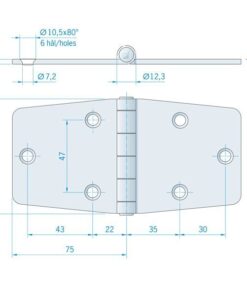 Roca Scharnier rostfreier Stahl 75+75x75mm