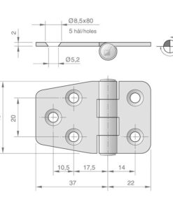 Scharnier Edelstahl 59 x 40mm 1052821 achse unten 13hzarjmcunv3a