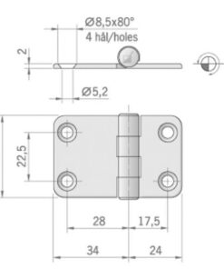 Roca Scharnier rostfreier Stahl 34+24x37mm mit gesenkten Bohrlöchern 1052824 roca scharnier rostfreier stahl 34 24x37mm mit gesenkten bohrlchern 1gkxlzawz9mfvo