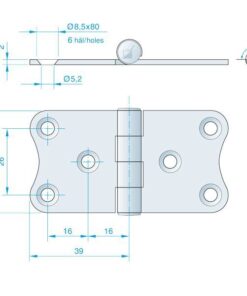 Roca Scharnier rostfreier Stahl 39+39x40mm