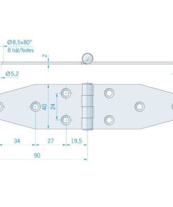 Roca Scharnier rostfreier Stahl 90+90x40mm