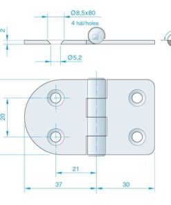 Roca Scharnier rostfreier Stahl 37+30x40mm