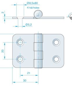Roca Scharnier rostfreier Stahl 30+30x39mm
