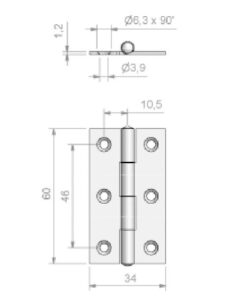 Roca Scharnier rostfreier Stahl 17+17x60mm 1052879 roca scharnier rostfreier stahl 17 17x60mm 1zzfqtf7u9vbli