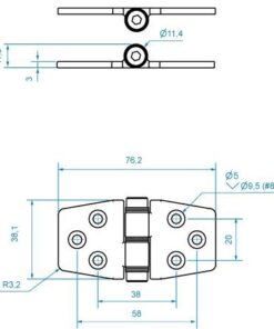 Reibungsscharnier 38x76mm 1052893 achse unten 2