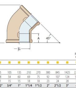 Guidi Rohrbogen Messing 45° Innengewinde 1061700 1 2 2