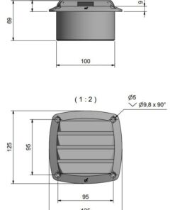 Roca Lüftungsgitter Kunststoff B=125mm L=125mm mit Schlauchanschluss 1100253 roca luftungsgitter kunststoff b 125mm l 125mm mit schlauchanschluss schwarz 2