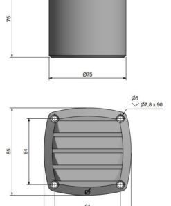 Roca Lüftungsgitter Kunststoff B=85mm L=85mm mit Schlauchanschluss D=75mm 1100258 roca luftungsgitter kunststoff b 85mm l 85mm mit schlauchanschluss d 75mm schwarz 2