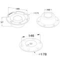 ESM Teleskop-Tischstütze D=50/60mm Aluminium L=500-700mm mit Beschlag für Tischplatte und Basis D=178mm H=14mm – Bild 2