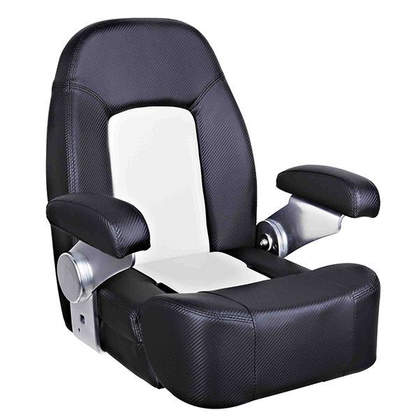 ESM Steuerstuhl ROYAL mit klappbarer Rücken- und Armlehne carbon schwarz / weiss – Bild 3