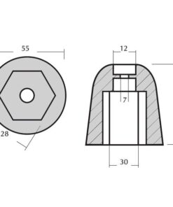 1852 Zinkanode für Vetus Bugpropeller Serie KGF 125 & 160