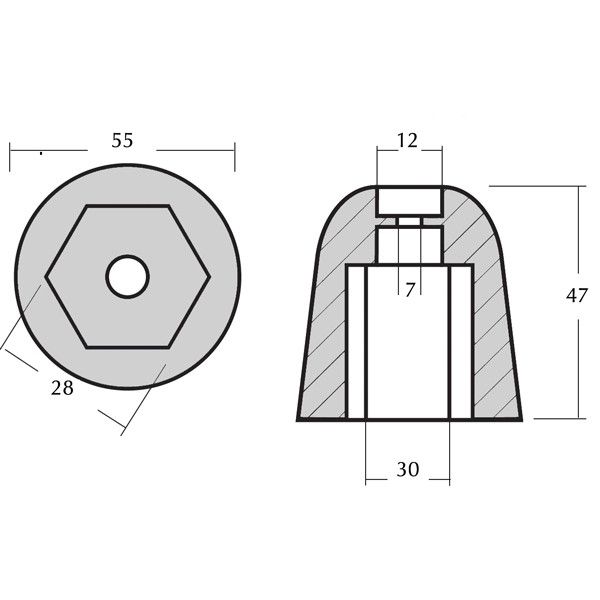 1852 Zinkanode für Vetus Bugpropeller Serie KGF 125 & 160