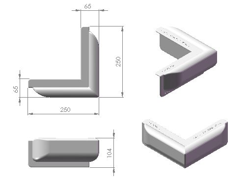 Dan-Fender Stegfender 90° Winkel L=2x250mm B=100mm D=60mm weiss – Bild 2