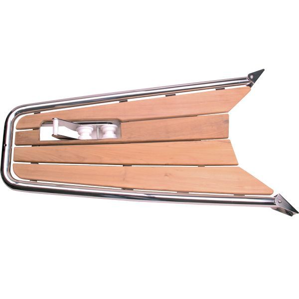 Bugplattform rostfreier Stahl mit Teakholzbelag und Ankerrolle L=140cm B=52cm Rohr D=42mm