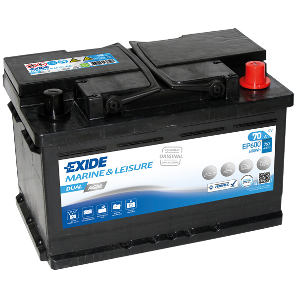 Exide Batterie EP600 Marin Dual AGM 760cca 70Ah Exide Batterie EP600 Marin Dual AGM 760cca 70Ah