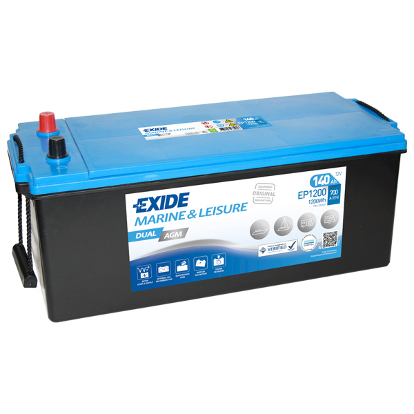 Exide Batterie EP1200 Marin Dual AGM 700 cca 140Ah beide Pole am gleichen Ende