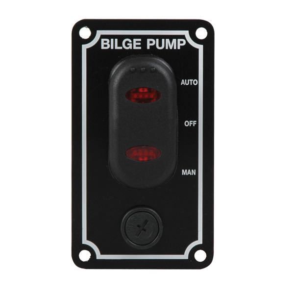 Schalttafel für Bilgepumpen mit LED-Kontrollleuchte wasserdicht senkrechte Montage Schalttafel für Bilgepumpen mit LED-Kontrollleuchte wasserdicht senkrechte Montage