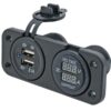 1852 USB Steckdose Eingang 12V Ausgang 5V 2,1A und 5V 1A mit Volt- und Amperemeter 1270178 1852 panel dobbelt usb udtag volt amperem 1