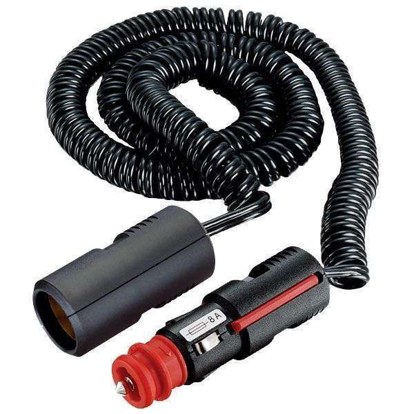 Universalstecker 12/24V 8A mit Sicherung und Spirallabel L=0,6-3m und Kupplung