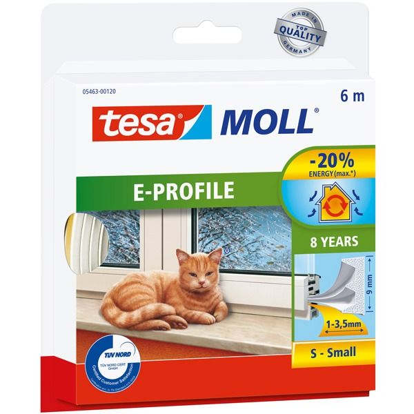 Tesa Dichtungsstreifen E-Profil B=4x9mm L=6m weiss Tesa Dichtungsstreifen E-Profil B=4x9mm L=6m weiss