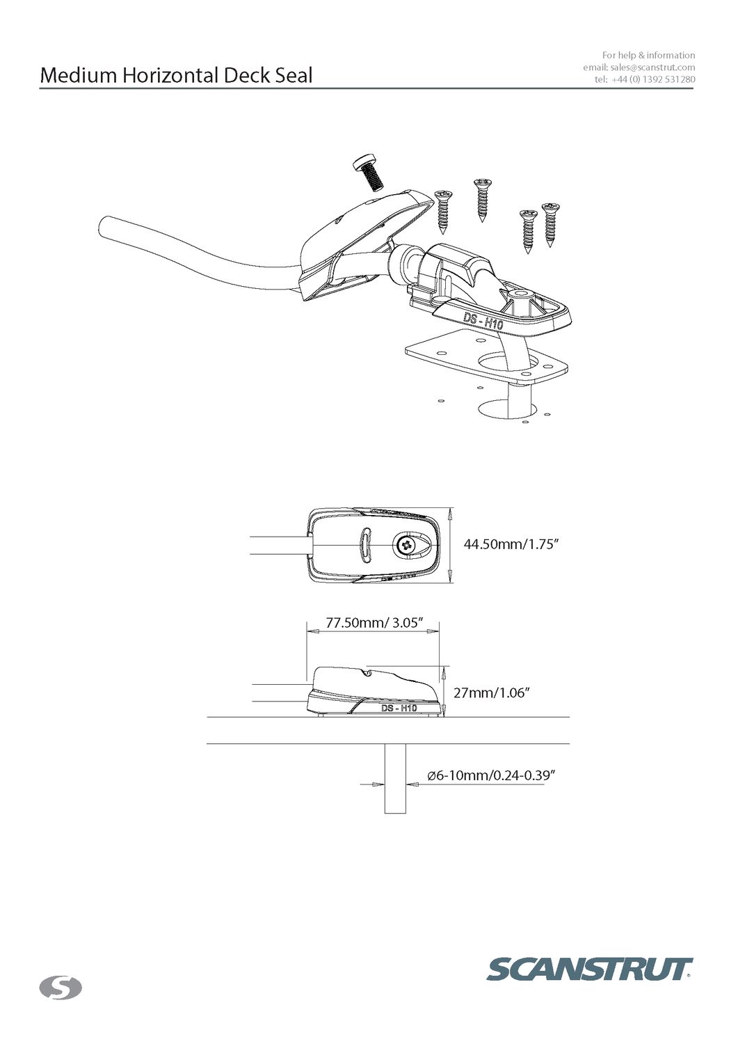 Scanstrut Kabeldurchführung DS-H10 Kunststoff waagerechte Montage für Kabel D=6-10mm grau Scanstrut Kabeldurchführung DS-H10 Kunststoff waagerechte Montage für Kabel D=6-10mm grau