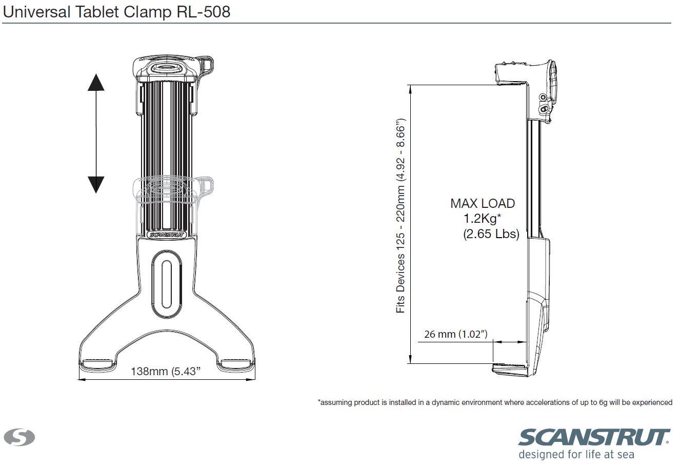 Scanstrut ROKK MINI Top-Halterung RL-508 für Tablets mit einer Höhe von 125mm bis 220mm Scanstrut ROKK MINI Top-Halterung RL-508 für Tablets mit einer Höhe von 125mm bis 220mm – Bild 2