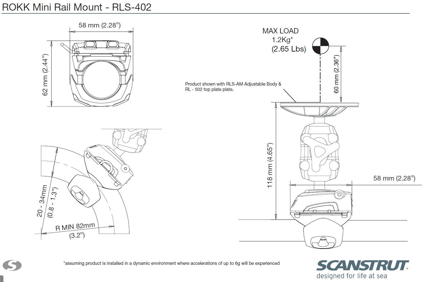 Scanstrut ROKK MINI Basis für Rohre  RLS-402  D=19-34mm