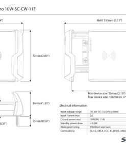 Scanstrut Ladegerät Nano SC-CW-11F zum Anbaufür kabelloses Laden von Smartphones mit Halterung 10-30V Einmgang 2A Ausgang 10W wasserdicht nach IPX6